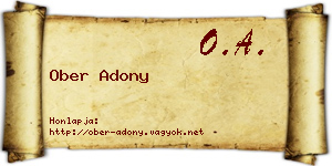 Ober Adony névjegykártya